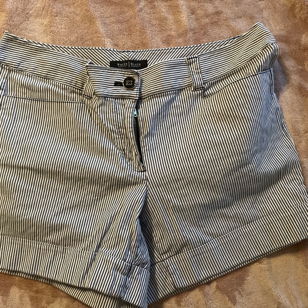 White House Black Market Black & White Pinstripe High-Waist Shorts